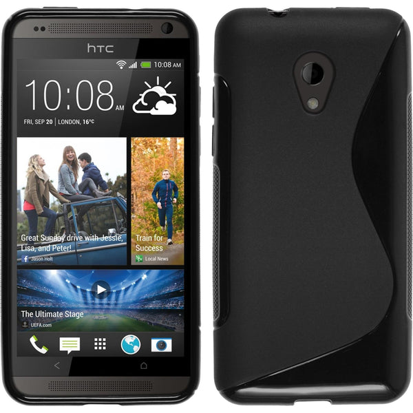 PhoneNatic Case kompatibel mit HTC Desire 700 - schwarz Silikon Hülle S-Style + 2 Schutzfolien