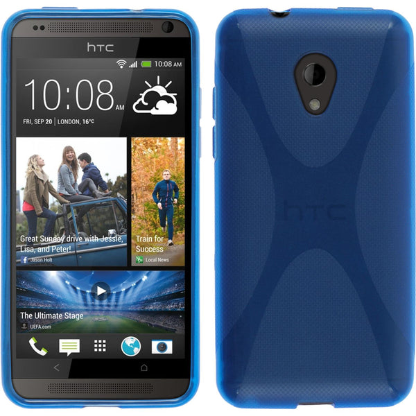 PhoneNatic Case kompatibel mit HTC Desire 700 - blau Silikon Hülle X-Style + 2 Schutzfolien