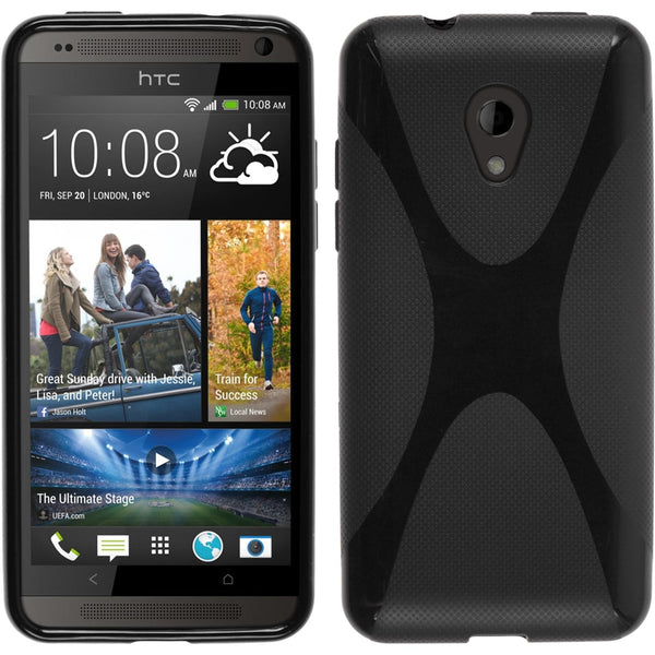 PhoneNatic Case kompatibel mit HTC Desire 700 - schwarz Silikon Hülle X-Style + 2 Schutzfolien