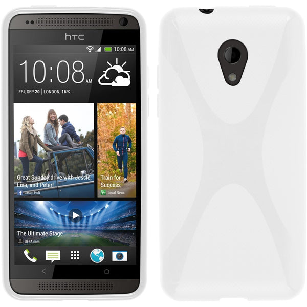 PhoneNatic Case kompatibel mit HTC Desire 700 - weiﬂ Silikon Hülle X-Style + 2 Schutzfolien