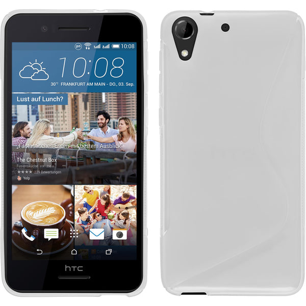 PhoneNatic Case kompatibel mit HTC Desire 728 - clear Silikon Hülle S-Style + 2 Schutzfolien