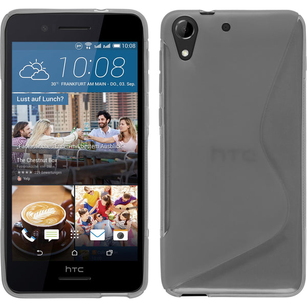 PhoneNatic Case kompatibel mit HTC Desire 728 - grau Silikon Hülle S-Style + 2 Schutzfolien