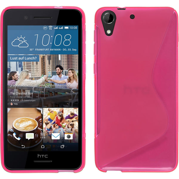 PhoneNatic Case kompatibel mit HTC Desire 728 - pink Silikon Hülle S-Style + 2 Schutzfolien