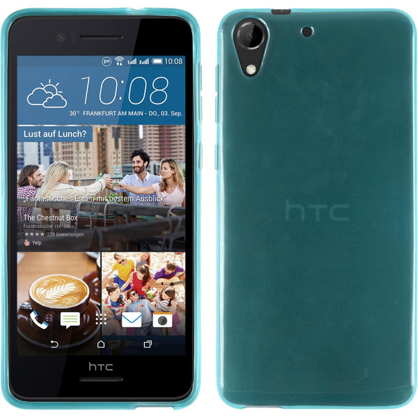 PhoneNatic Case kompatibel mit HTC Desire 728 - türkis Silikon Hülle transparent + 2 Schutzfolien