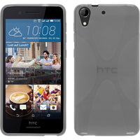 PhoneNatic Case kompatibel mit HTC Desire 728 - grau Silikon Hülle X-Style + 2 Schutzfolien