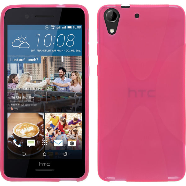 PhoneNatic Case kompatibel mit HTC Desire 728 - pink Silikon Hülle X-Style + 2 Schutzfolien