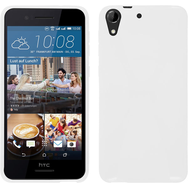 PhoneNatic Case kompatibel mit HTC Desire 728 - weiß Silikon Hülle X-Style + 2 Schutzfolien