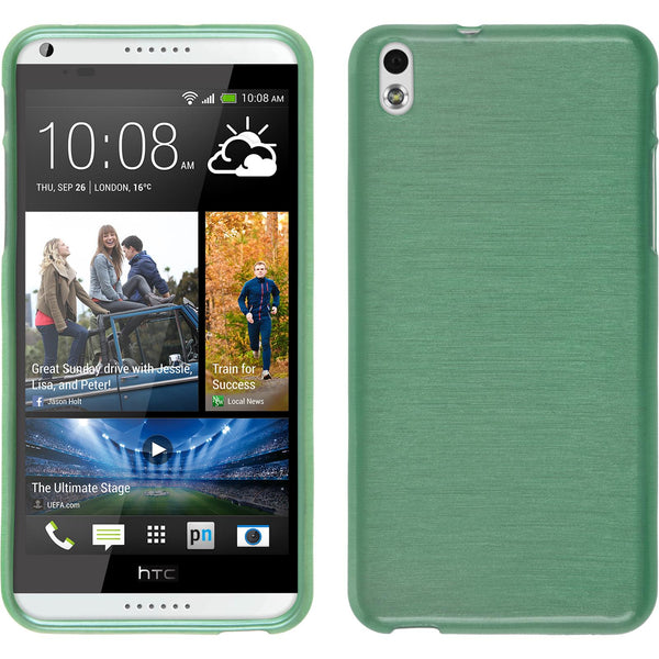 PhoneNatic Case kompatibel mit HTC Desire 816 - grün Silikon Hülle brushed + 2 Schutzfolien