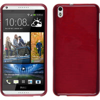 PhoneNatic Case kompatibel mit HTC Desire 816 - rot Silikon Hülle brushed + 2 Schutzfolien
