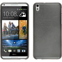 PhoneNatic Case kompatibel mit HTC Desire 816 - silber Silikon Hülle brushed + 2 Schutzfolien