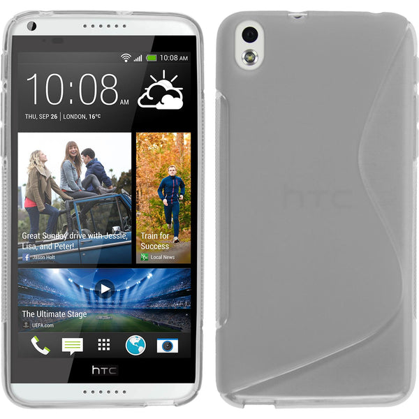 PhoneNatic Case kompatibel mit HTC Desire 816 - clear Silikon Hülle S-Style + 2 Schutzfolien