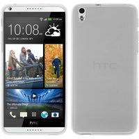 PhoneNatic Case kompatibel mit HTC Desire 816 - weiﬂ Silikon Hülle transparent + 2 Schutzfolien
