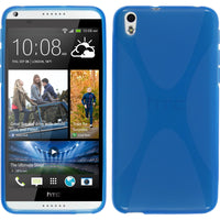 PhoneNatic Case kompatibel mit HTC Desire 816 - blau Silikon Hülle X-Style + 2 Schutzfolien