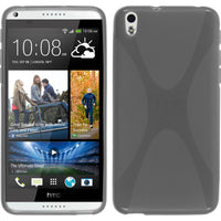 PhoneNatic Case kompatibel mit HTC Desire 816 - grau Silikon Hülle X-Style + 2 Schutzfolien