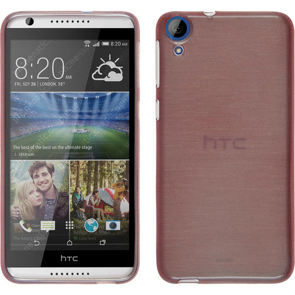 PhoneNatic Case kompatibel mit HTC Desire 820 - rosa Silikon Hülle brushed + 2 Schutzfolien