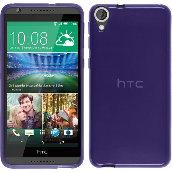 PhoneNatic Case kompatibel mit HTC Desire 820 - lila Silikon Hülle transparent + 2 Schutzfolien