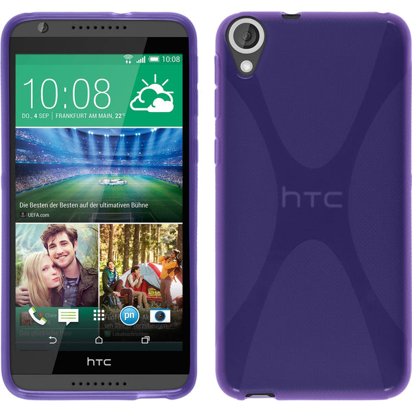 PhoneNatic Case kompatibel mit HTC Desire 820 - lila Silikon Hülle X-Style + 2 Schutzfolien