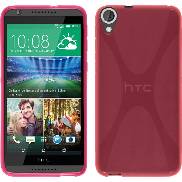 PhoneNatic Case kompatibel mit HTC Desire 820 - pink Silikon Hülle X-Style + 2 Schutzfolien