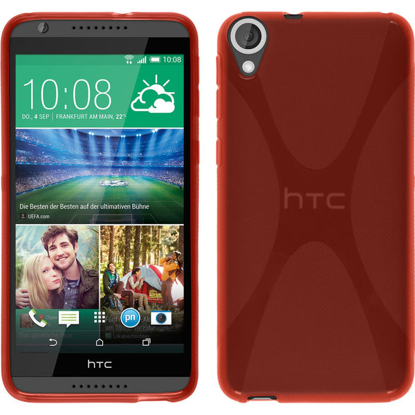 PhoneNatic Case kompatibel mit HTC Desire 820 - rot Silikon Hülle X-Style + 2 Schutzfolien