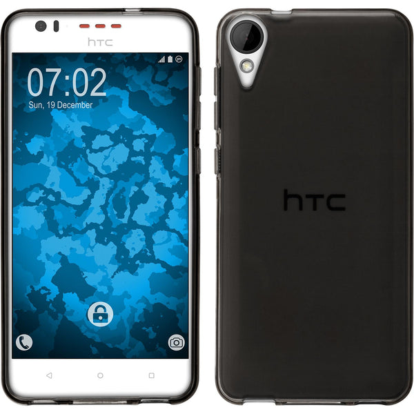 PhoneNatic Case kompatibel mit HTC Desire 825 - grau Silikon Hülle transparent + 2 Schutzfolien