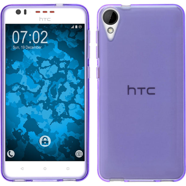 PhoneNatic Case kompatibel mit HTC Desire 825 - lila Silikon Hülle transparent + 2 Schutzfolien
