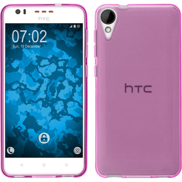 PhoneNatic Case kompatibel mit HTC Desire 825 - pink Silikon Hülle transparent + 2 Schutzfolien