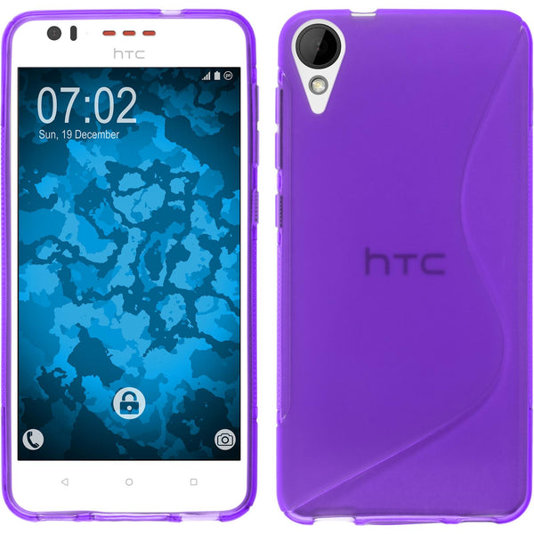 PhoneNatic Case kompatibel mit HTC Desire 825 - lila Silikon Hülle S-Style + 2 Schutzfolien