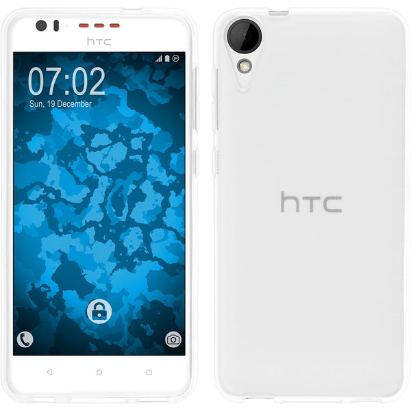 PhoneNatic Case kompatibel mit HTC Desire 825 - Crystal Clear Silikon Hülle transparent + 2 Schutzfolien