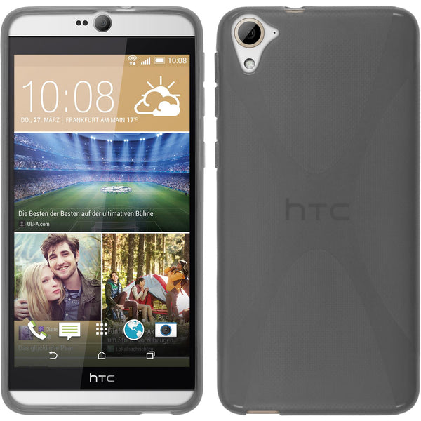PhoneNatic Case kompatibel mit HTC Desire 826 - grau Silikon Hülle X-Style Cover