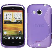 PhoneNatic Case kompatibel mit HTC Desire C - lila Silikon Hülle S-Style + 2 Schutzfolien