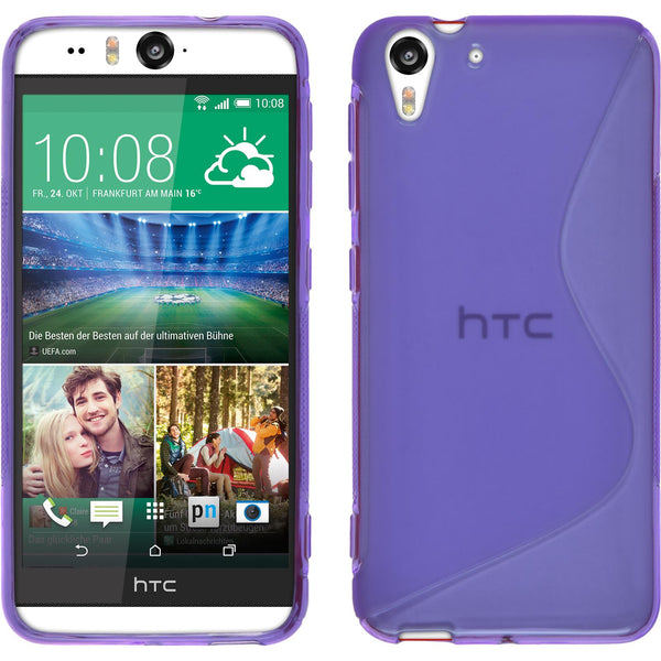 PhoneNatic Case kompatibel mit HTC Desire Eye - lila Silikon Hülle S-Style + 2 Schutzfolien