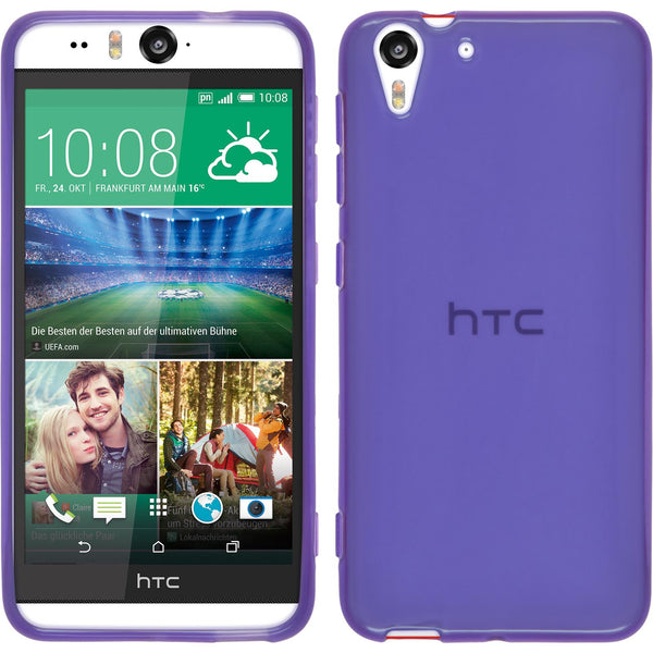 PhoneNatic Case kompatibel mit HTC Desire Eye - lila Silikon Hülle transparent + 2 Schutzfolien