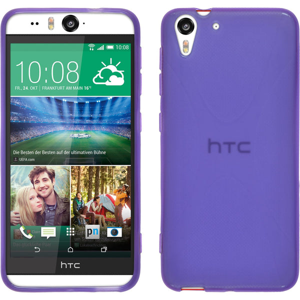 PhoneNatic Case kompatibel mit HTC Desire Eye - lila Silikon Hülle X-Style + 2 Schutzfolien