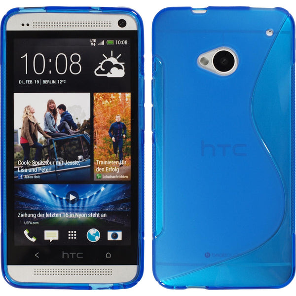 PhoneNatic Case kompatibel mit HTC One - blau Silikon Hülle S-Style + 2 Schutzfolien
