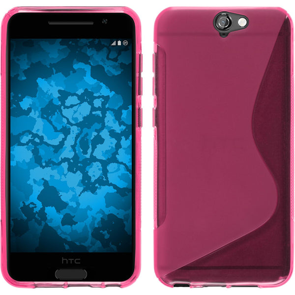 PhoneNatic Case kompatibel mit HTC One A9 - pink Silikon Hülle S-Style + 2 Schutzfolien