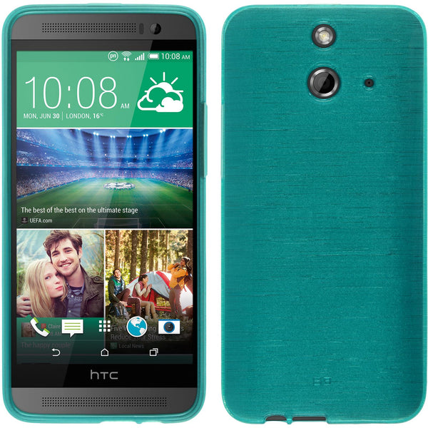 PhoneNatic Case kompatibel mit HTC One E8 - blau Silikon Hülle brushed + 2 Schutzfolien