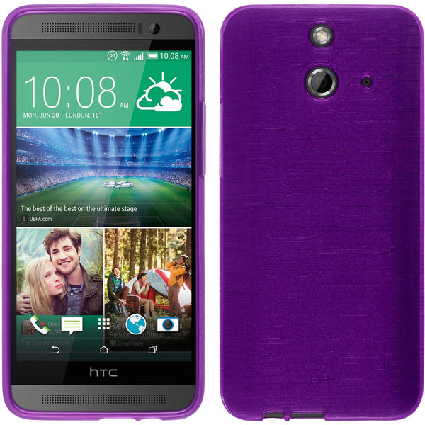 PhoneNatic Case kompatibel mit HTC One E8 - lila Silikon Hülle brushed + 2 Schutzfolien