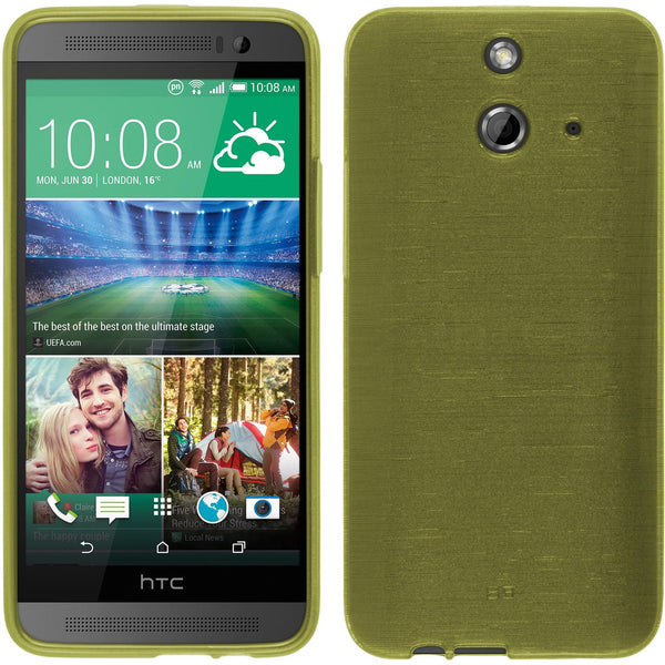 PhoneNatic Case kompatibel mit HTC One E8 - pastellgrün Silikon Hülle brushed + 2 Schutzfolien
