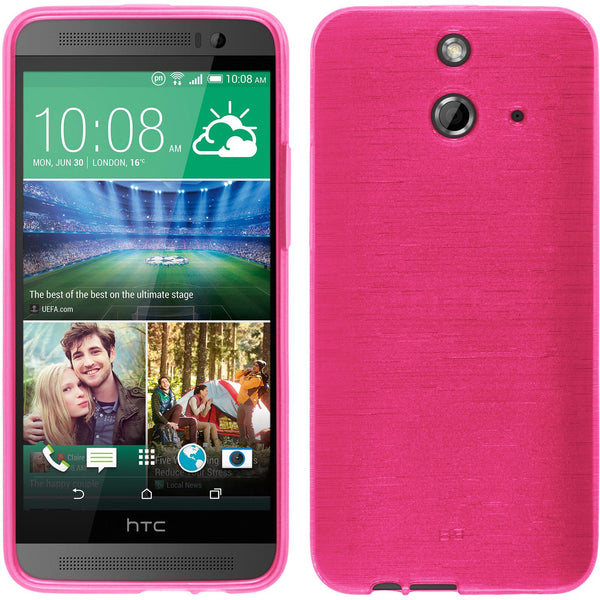PhoneNatic Case kompatibel mit HTC One E8 - pink Silikon Hülle brushed + 2 Schutzfolien