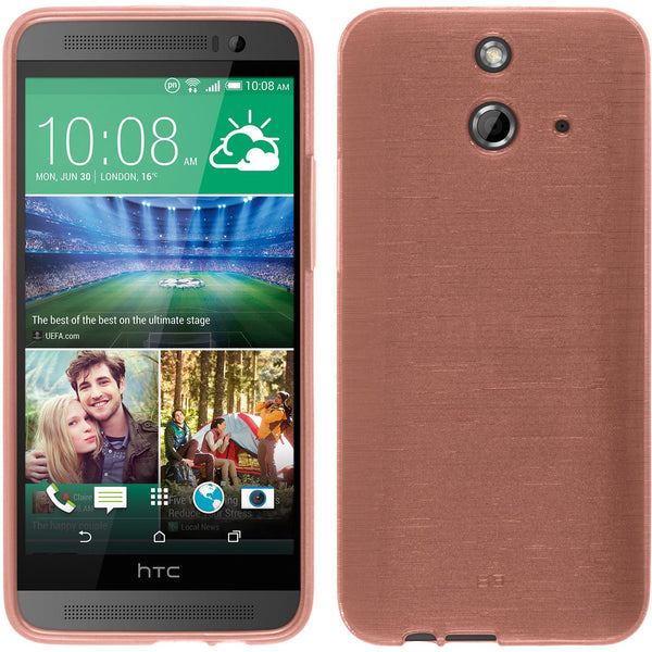 PhoneNatic Case kompatibel mit HTC One E8 - rosa Silikon Hülle brushed + 2 Schutzfolien