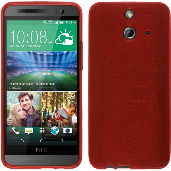 PhoneNatic Case kompatibel mit HTC One E8 - rot Silikon Hülle brushed + 2 Schutzfolien