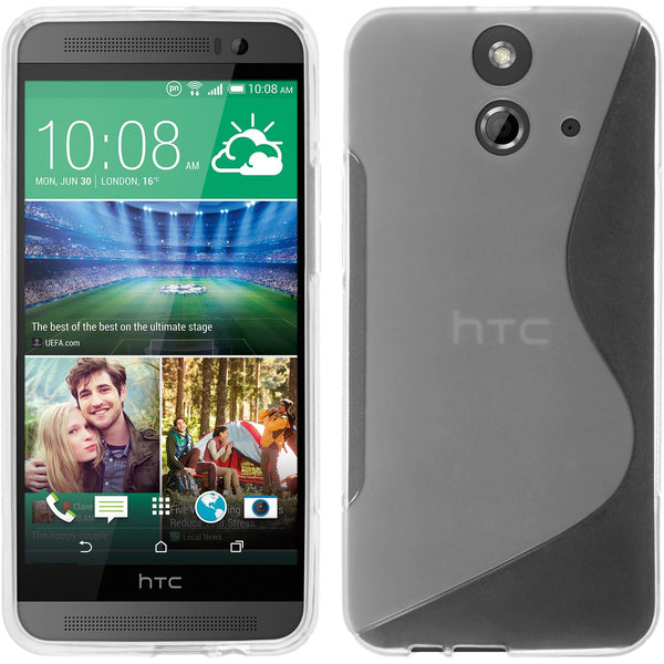 PhoneNatic Case kompatibel mit HTC One E8 - clear Silikon Hülle S-Style + 2 Schutzfolien