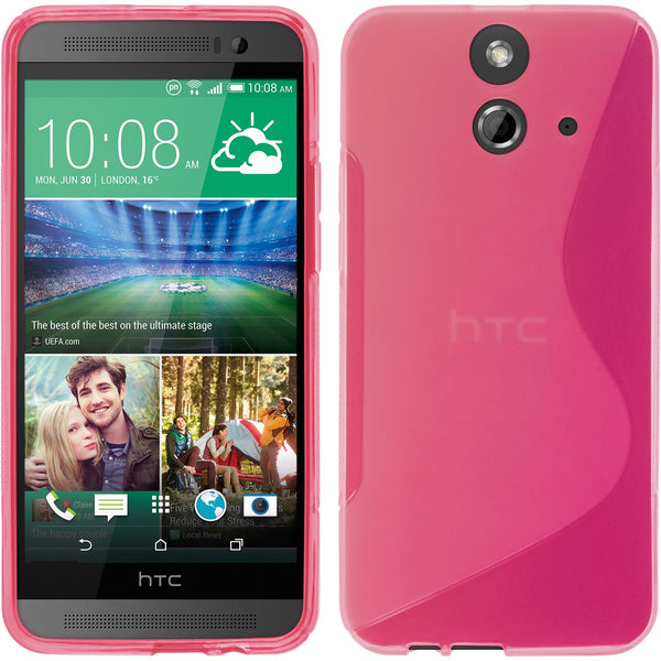 PhoneNatic Case kompatibel mit HTC One E8 - pink Silikon Hülle S-Style + 2 Schutzfolien