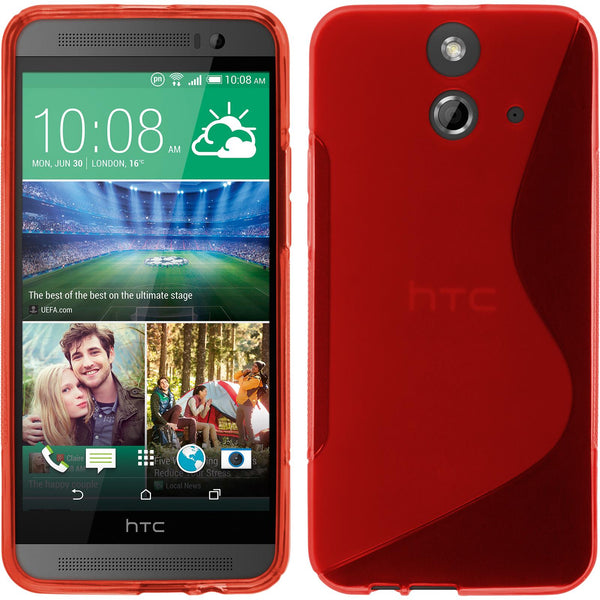 PhoneNatic Case kompatibel mit HTC One E8 - rot Silikon Hülle S-Style + 2 Schutzfolien