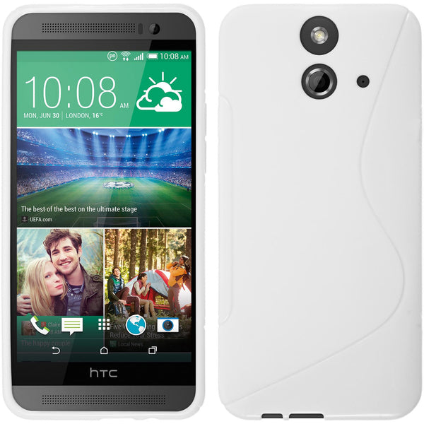 PhoneNatic Case kompatibel mit HTC One E8 - weiﬂ Silikon Hülle S-Style + 2 Schutzfolien