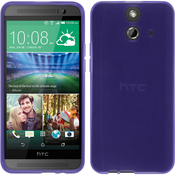 PhoneNatic Case kompatibel mit HTC One E8 - lila Silikon Hülle transparent + 2 Schutzfolien