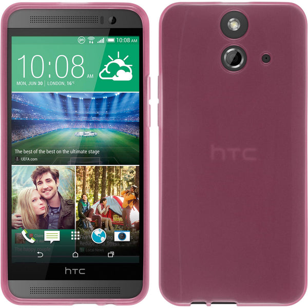 PhoneNatic Case kompatibel mit HTC One E8 - rosa Silikon Hülle transparent + 2 Schutzfolien
