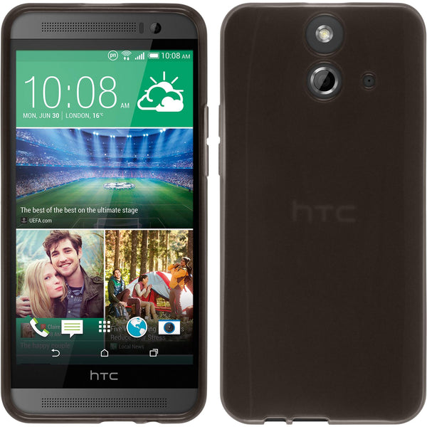 PhoneNatic Case kompatibel mit HTC One E8 - schwarz Silikon Hülle transparent + 2 Schutzfolien