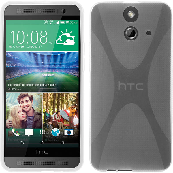 PhoneNatic Case kompatibel mit HTC One E8 - clear Silikon Hülle X-Style + 2 Schutzfolien