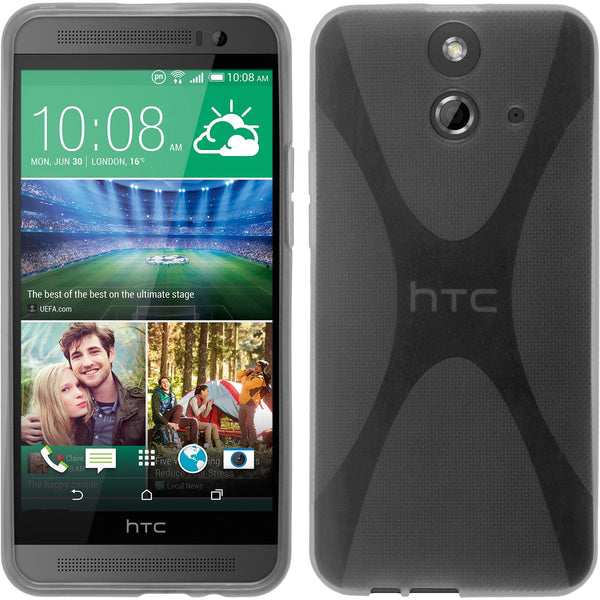 PhoneNatic Case kompatibel mit HTC One E8 - grau Silikon Hülle X-Style + 2 Schutzfolien
